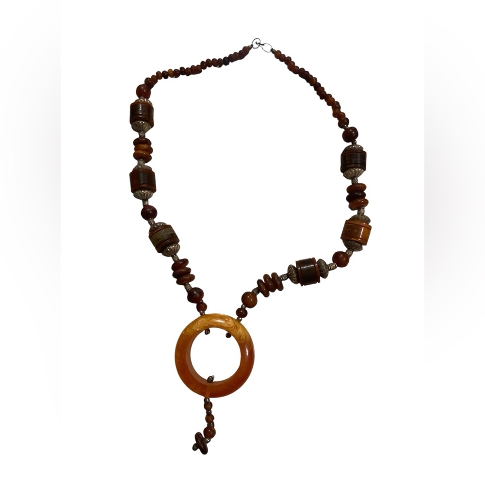 Vintage Genuine Amber Bead Statement Necklace #6899